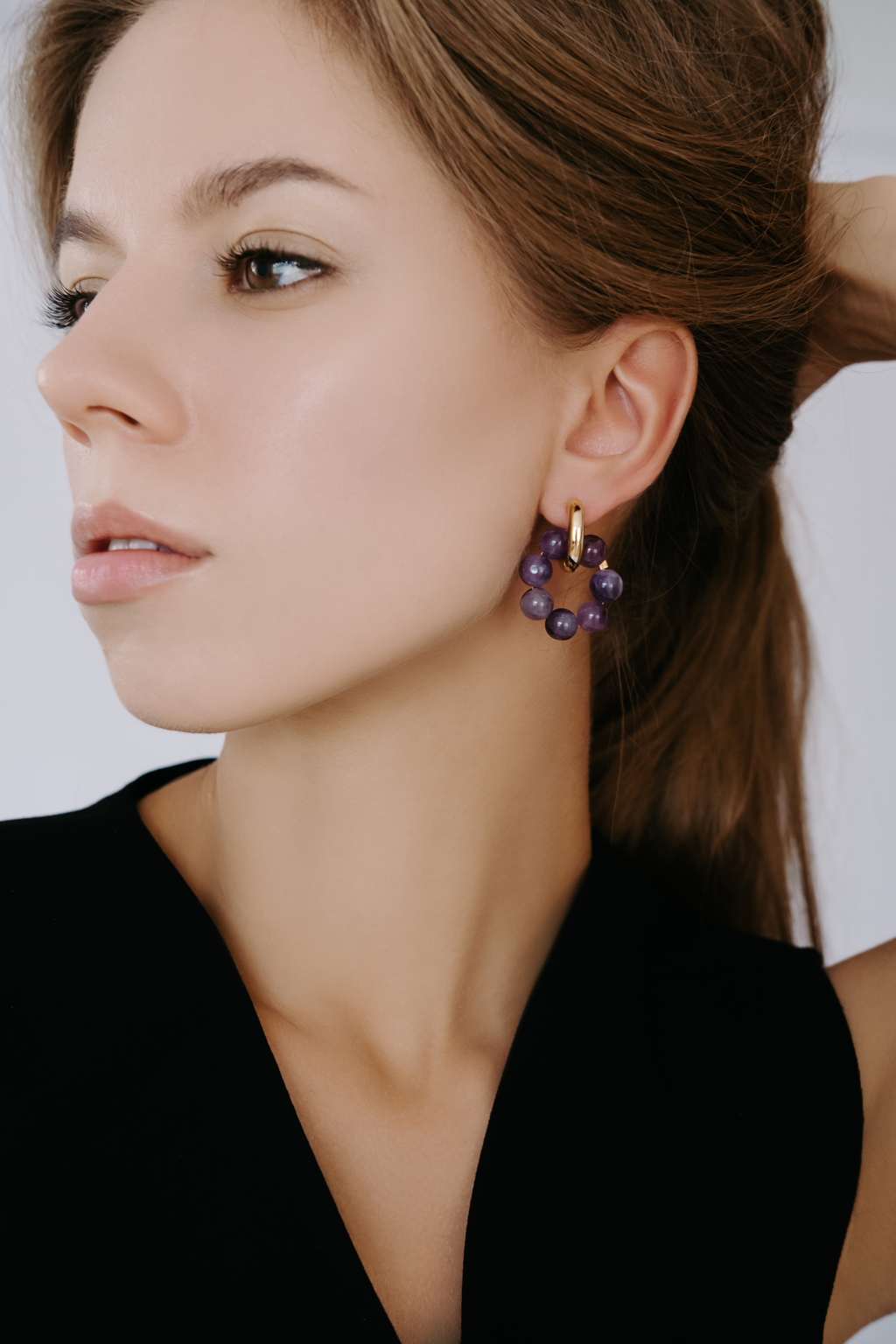 Серьги 3/7 gold из аметиста