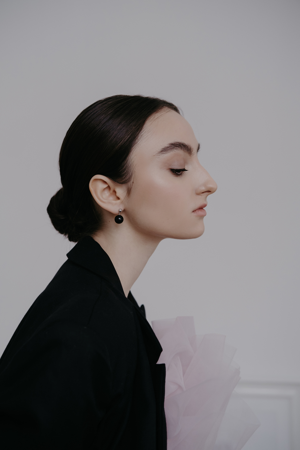 Серьги Sphere silver из обсидиана