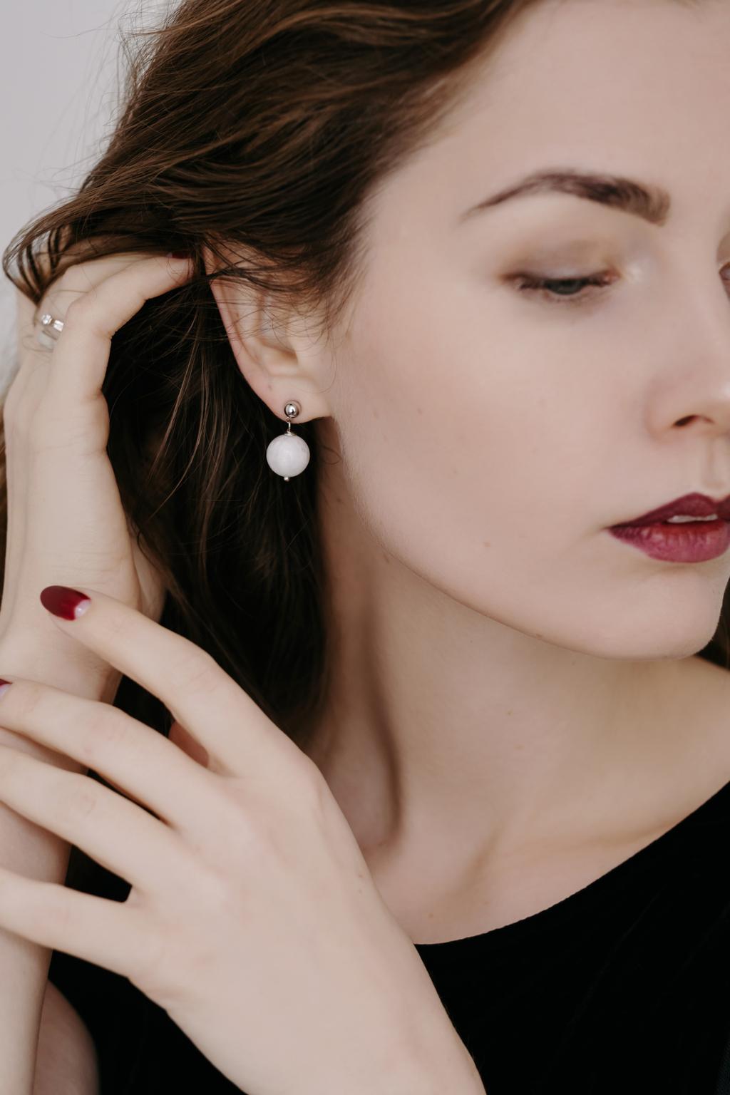 Серьги Sphere silver из беломорита