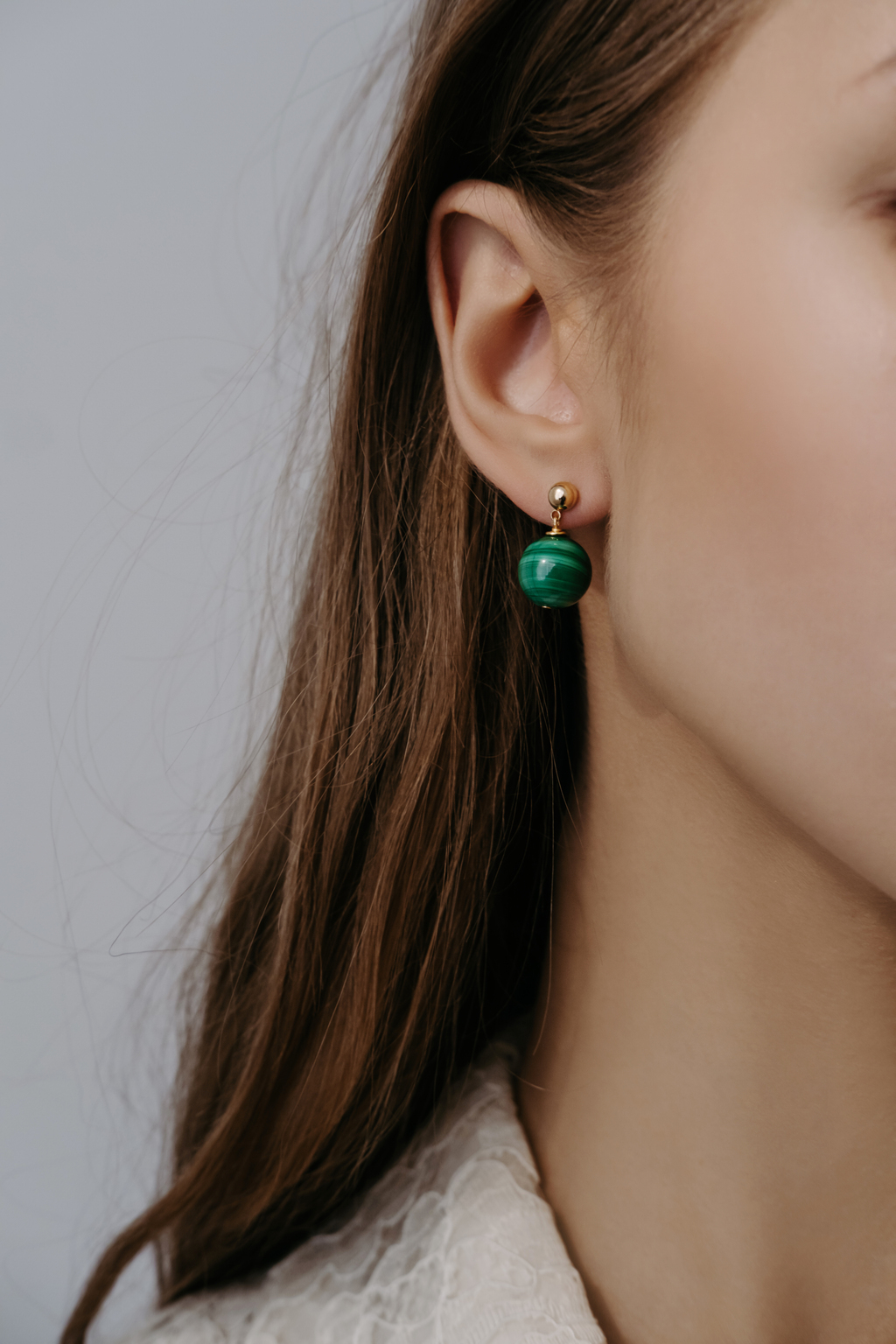 Серьги Sphere gold из малахита