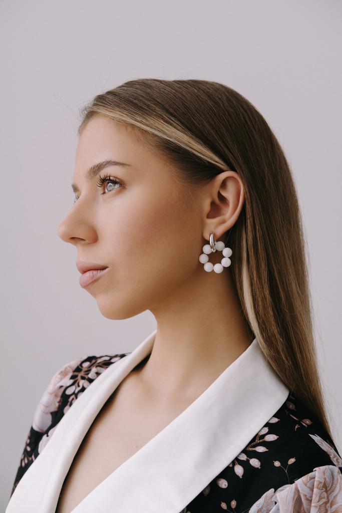 Серьги 3/7 silver из беломорита