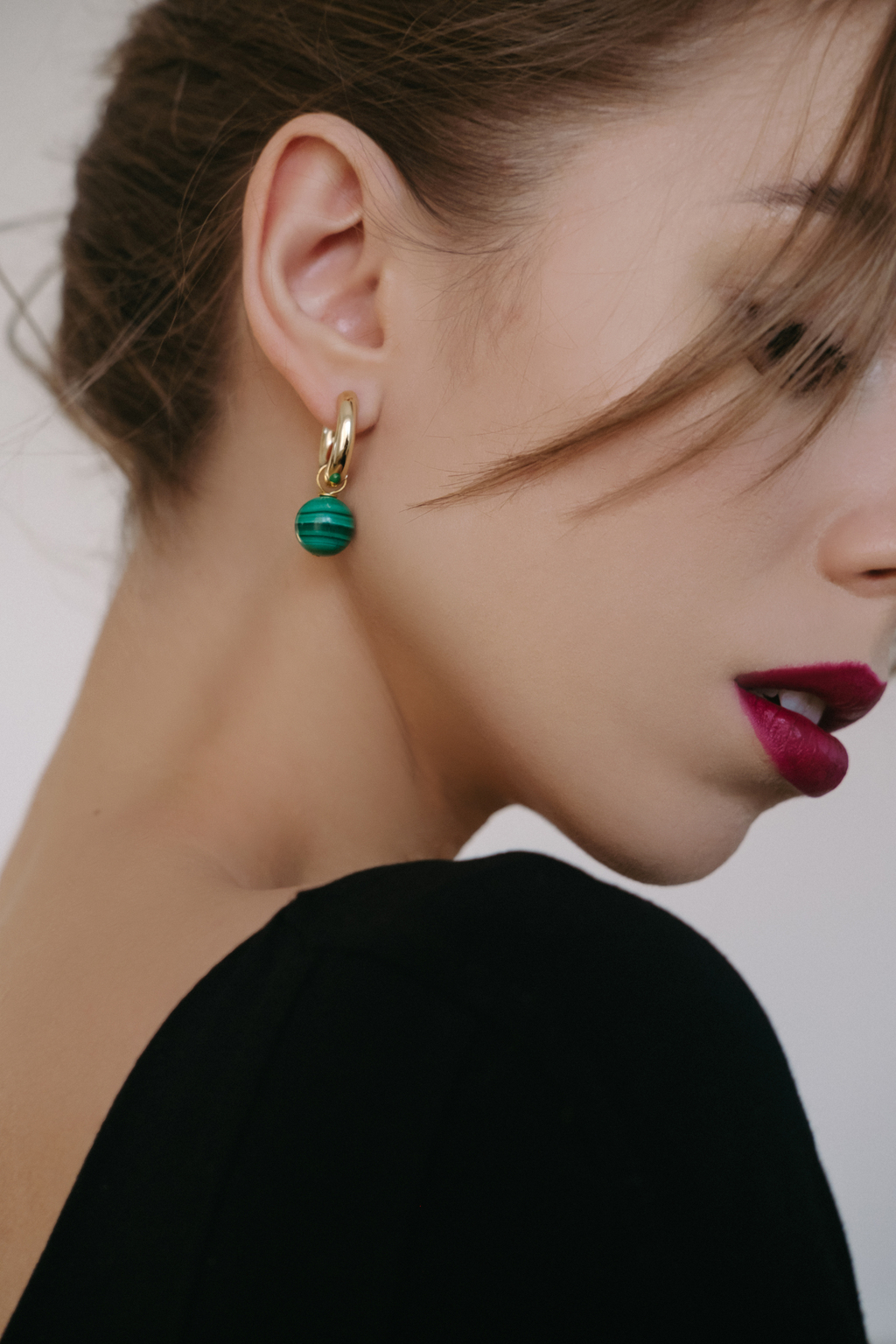 Серьги Mono gold из малахита