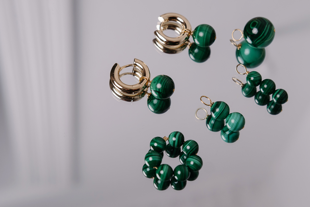Серьги с набором подвесов Malachite