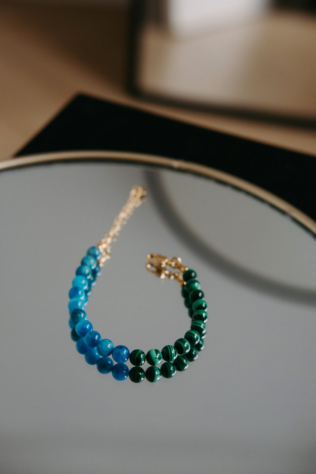 Браслет Duo gold из малахита и апатита