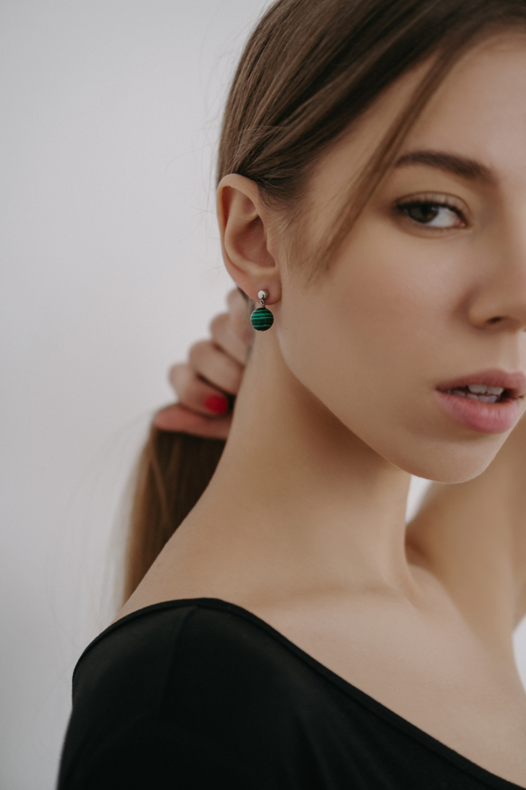 Серьги Sphere silver из малахита