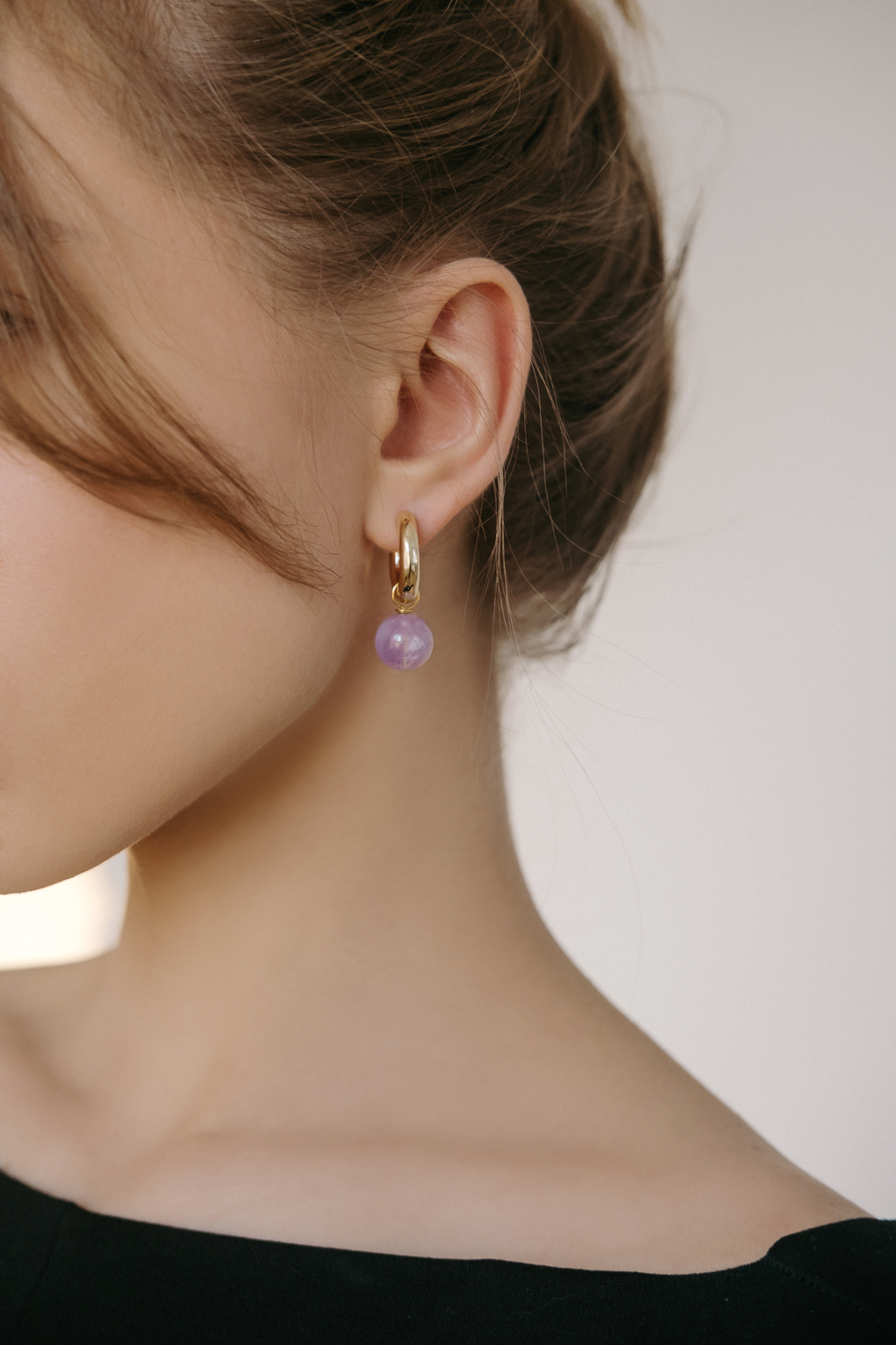 Серьги Mono gold из лавандового аметиста