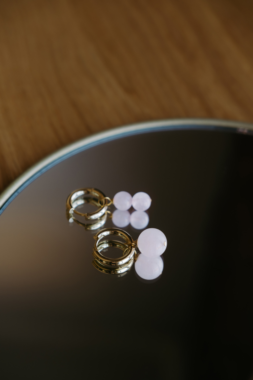 Серьги Trio mini из розового кварца