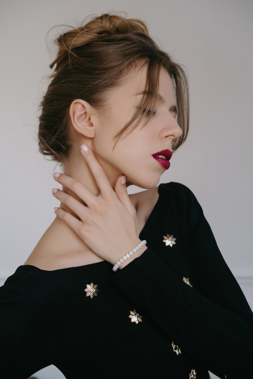 Браслет Duo silver из селенита и беломорита