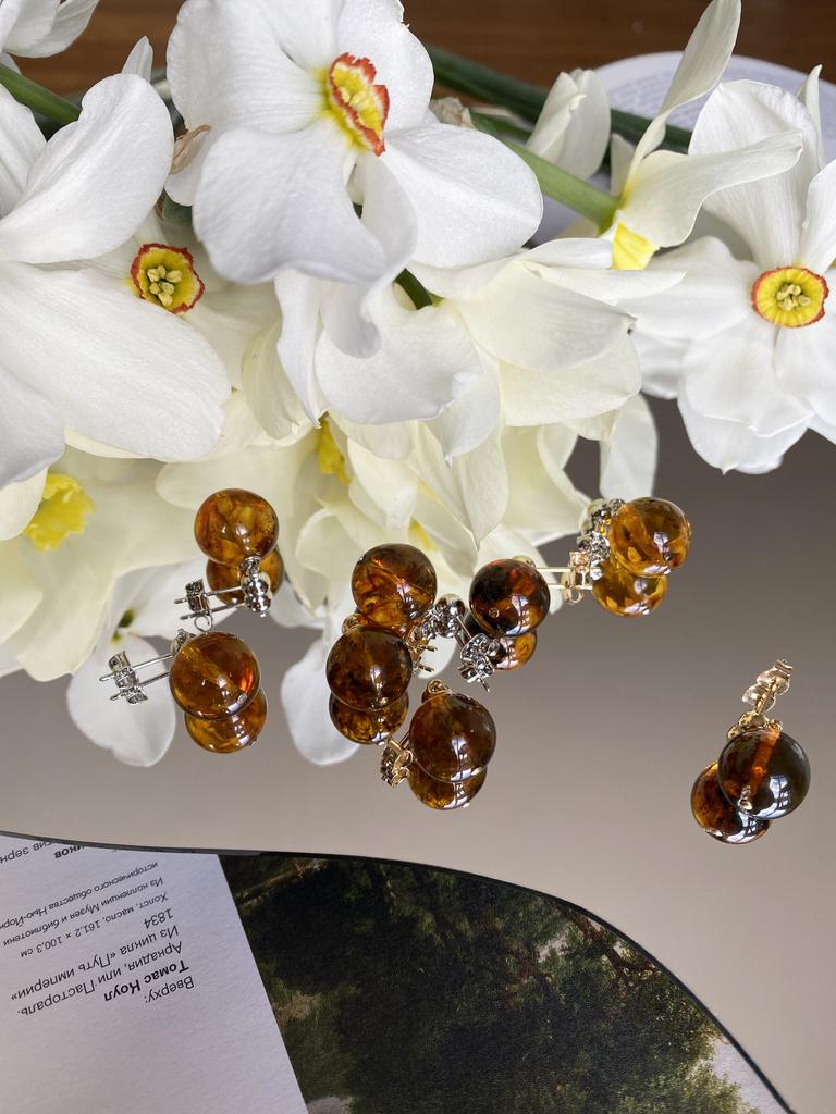 Серьги Sphere gold из янтаря