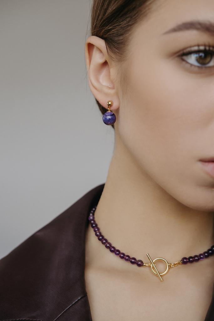 Серьги Sphere gold из чароита