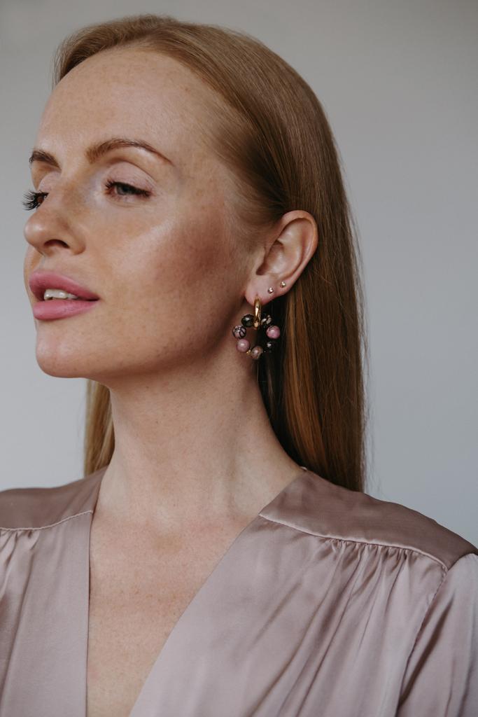 Серьги 3/7 gold из родонита