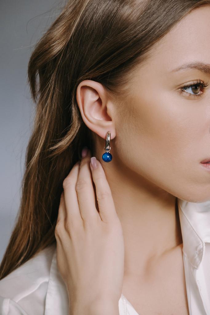 Серьги Mono silver с кианитом