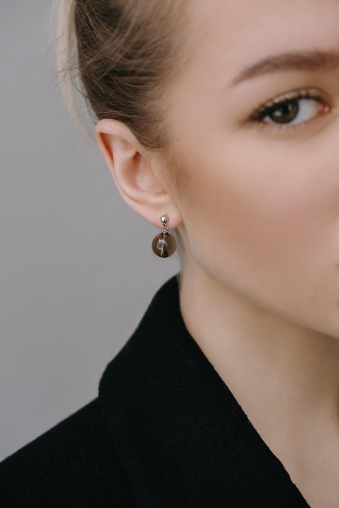 Серьги Sphere silver из раухтопаза