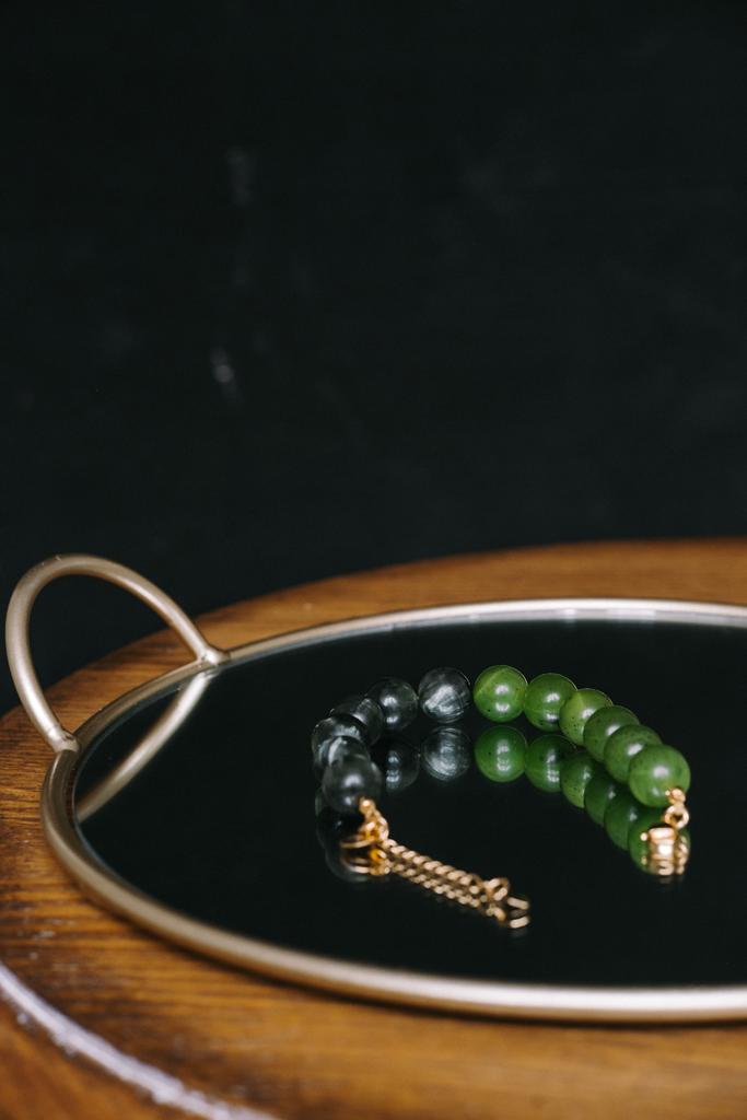 Браслет Duo gold из серафинита и зеленого нефрита