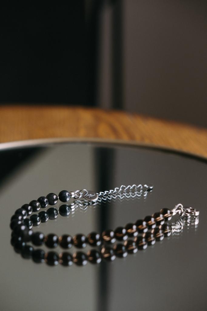 Браслет Duo silver из раухтопаза и черного нефрита