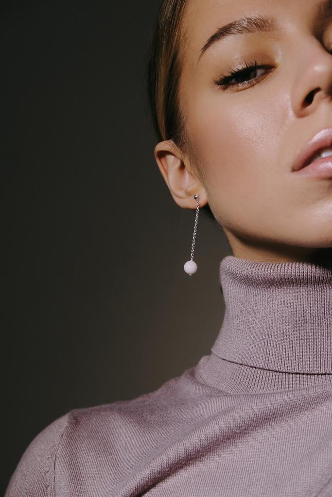 Серьги Maria с розовым опалом