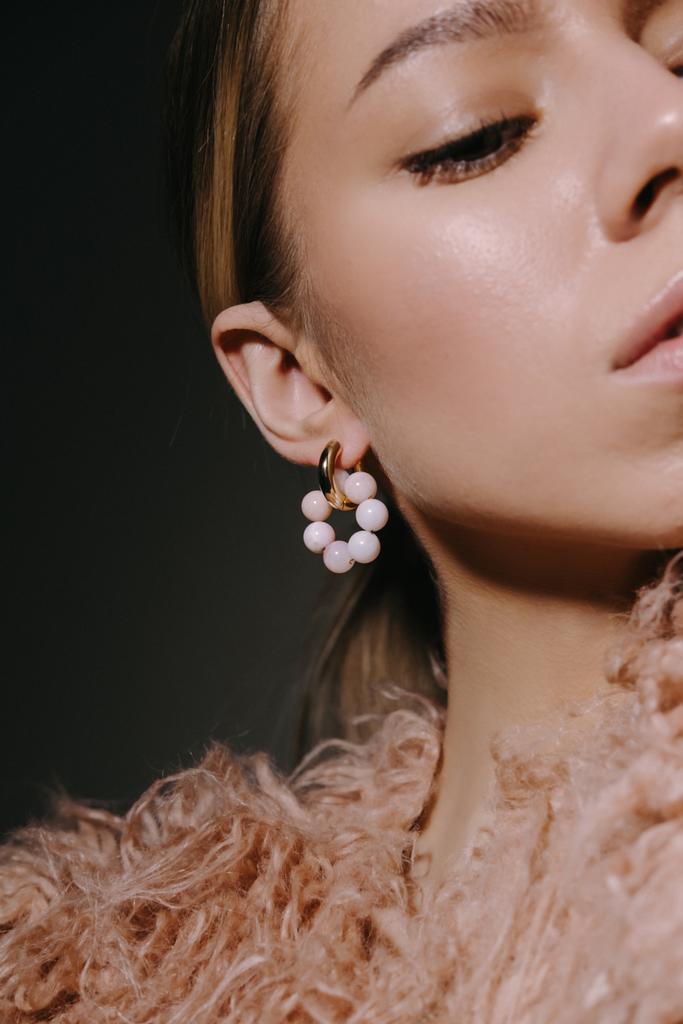 Серьги 3/7 gold из розового опала