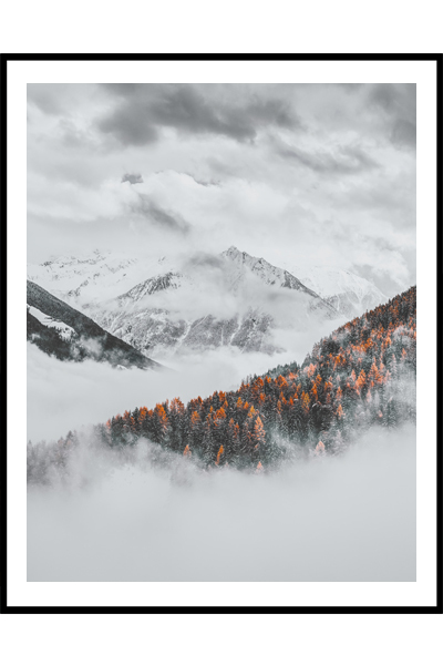 Постер Горные вершины в облаках