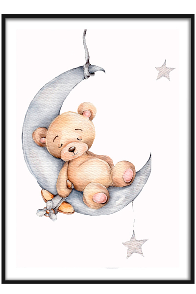 Постер Мишка спит на луне
