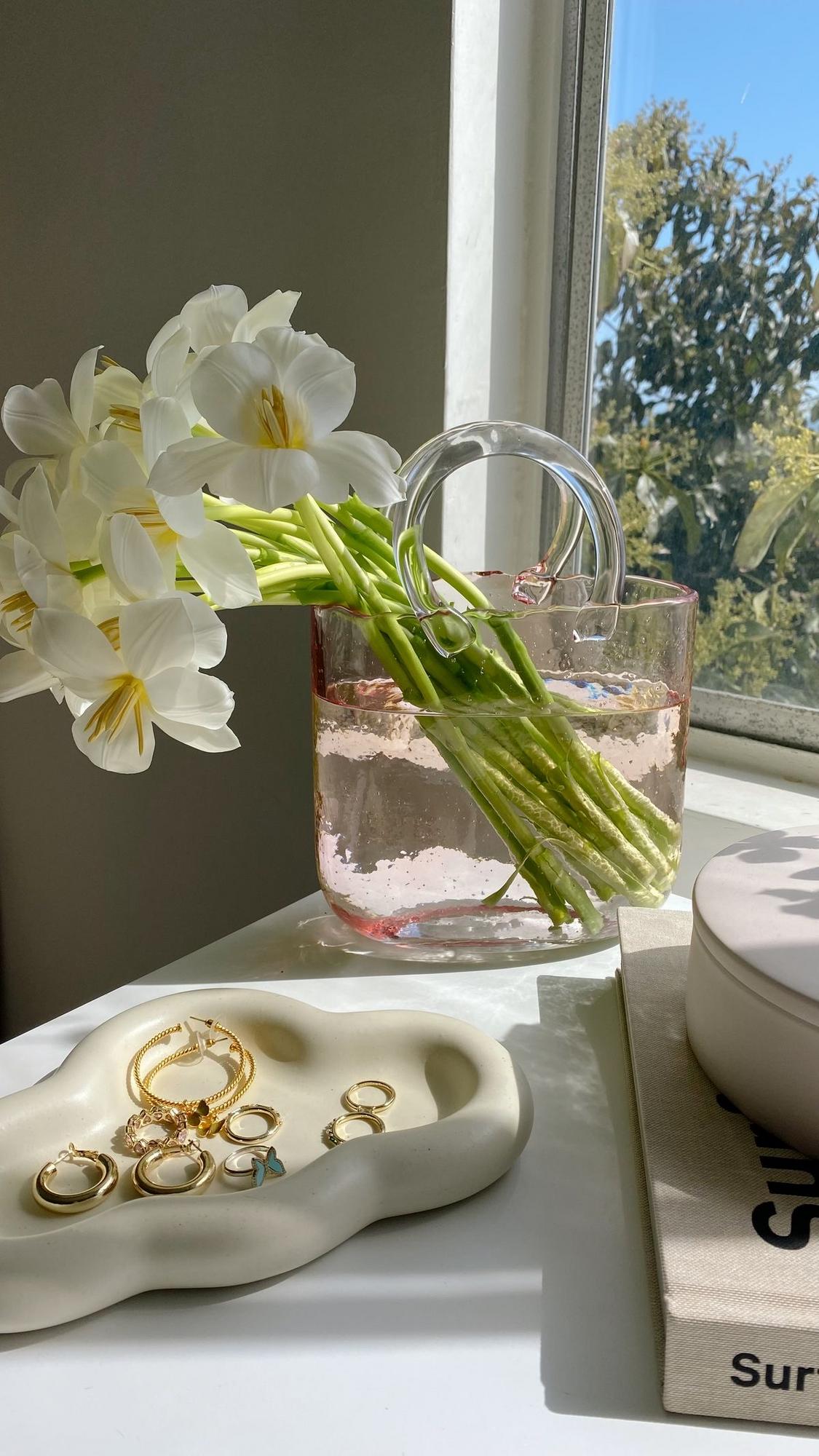 Ваза стекло «Сумочка» розовая