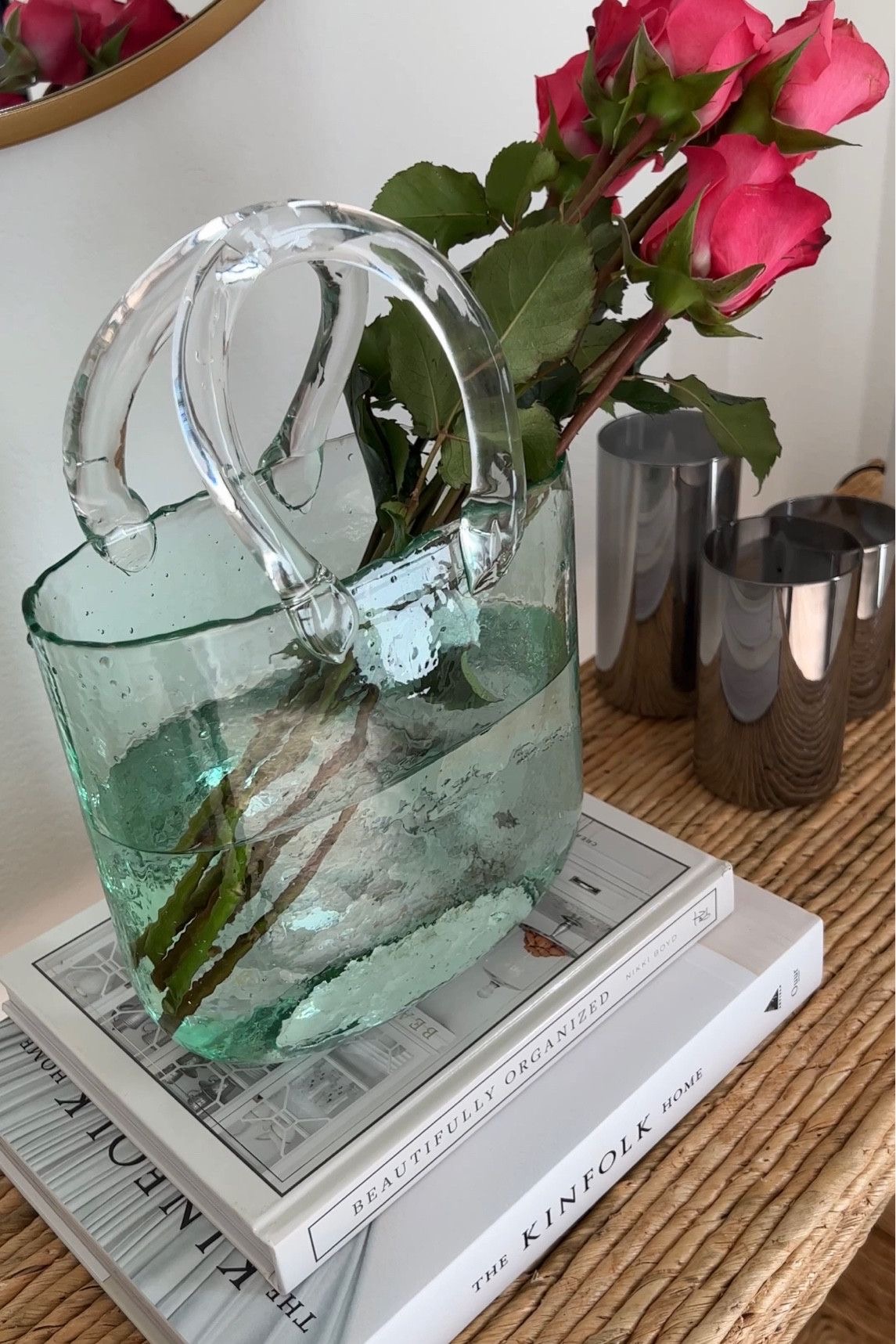 Ваза стекло «Сумочка» голубая