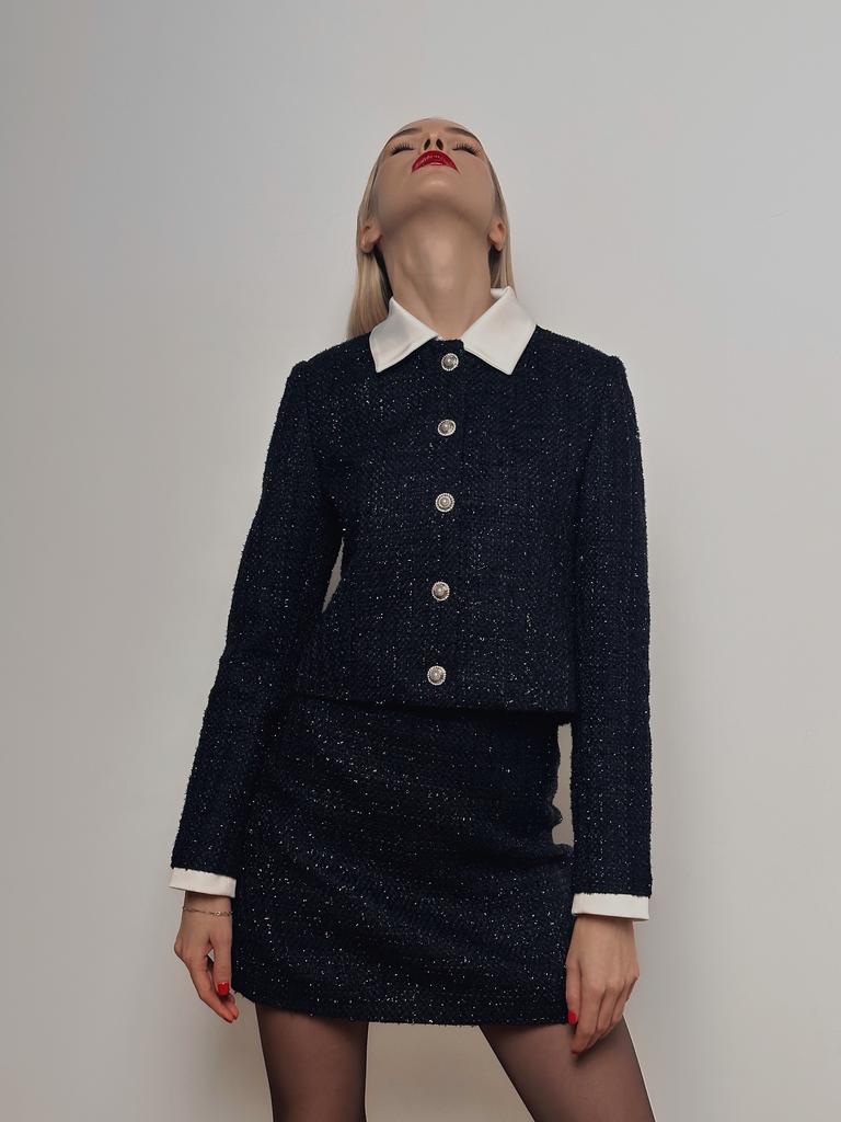 Твидовый костюм синего цвета