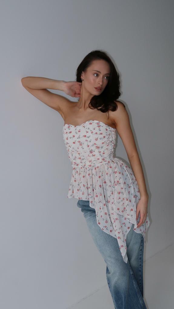 Топ с драпировкой молочный