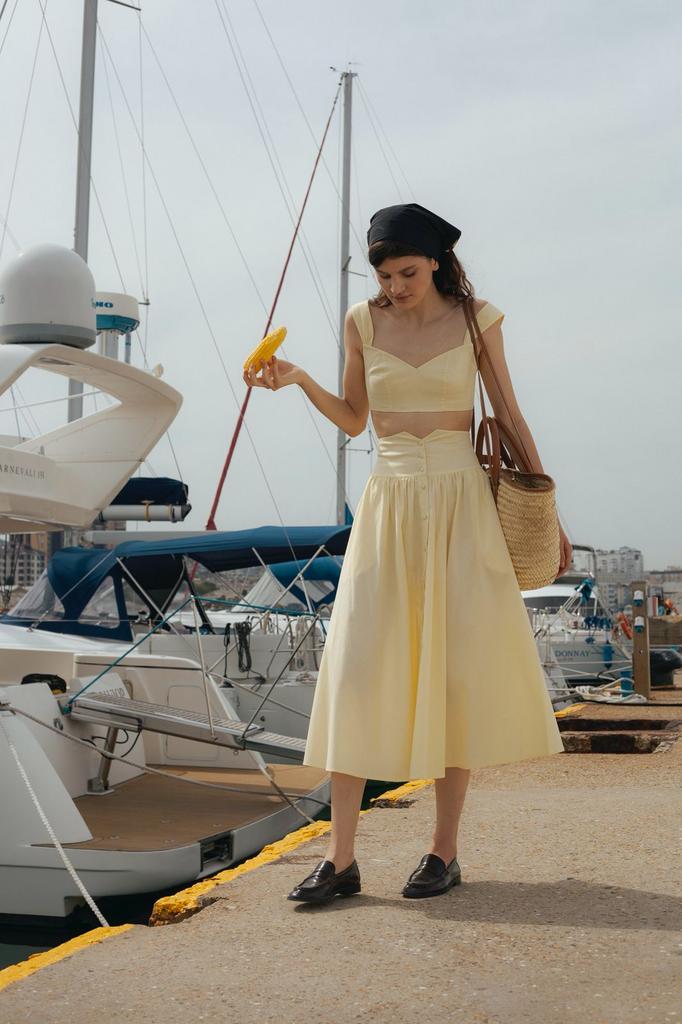 Юбка из хлопка в лимонном цвете