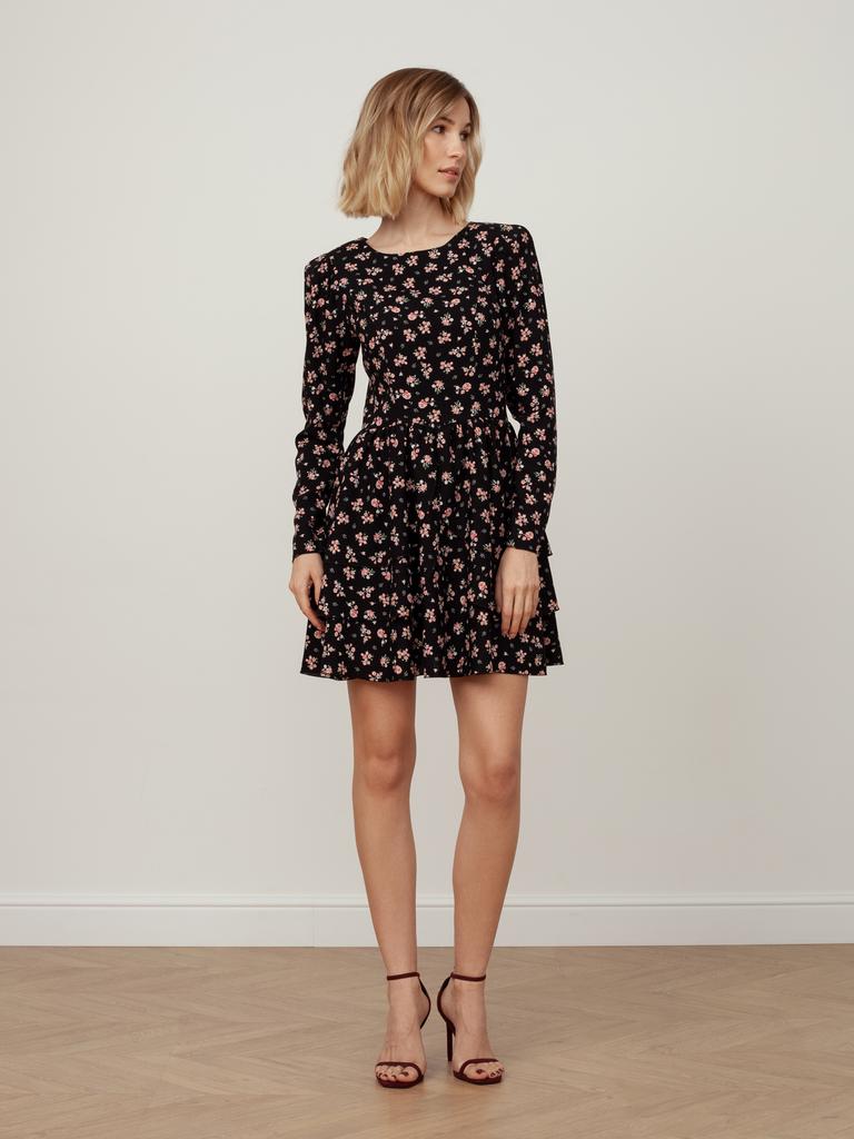 Платье мини с баской