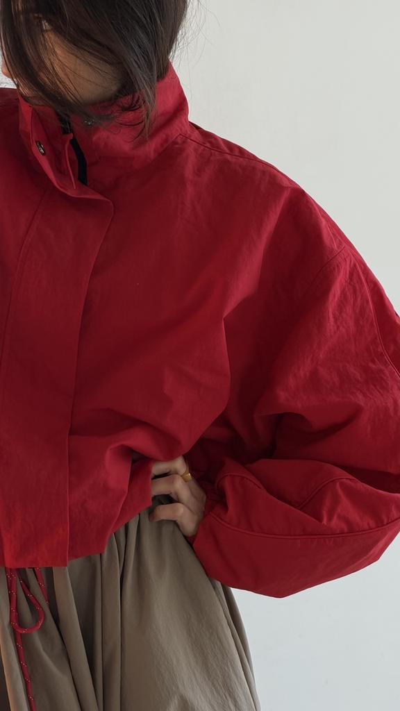Парка из плащевки красного цвета ПРЕДЗАКАЗ