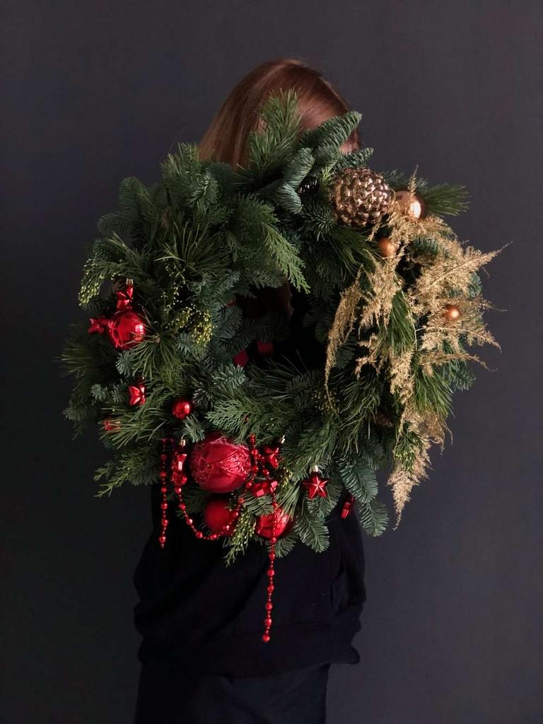 Рождественский венок с декором #166