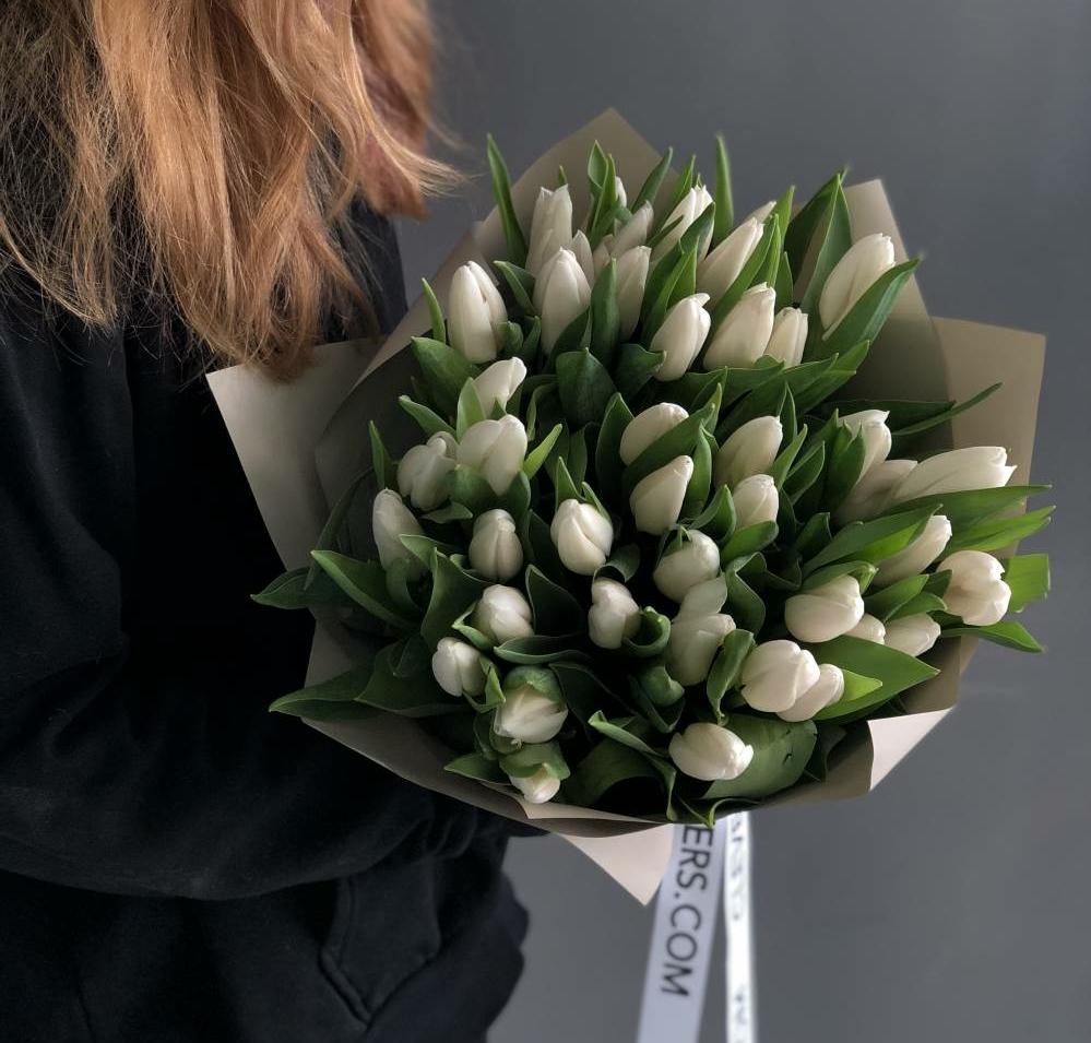 Белые тюльпаны 49 шт, #184