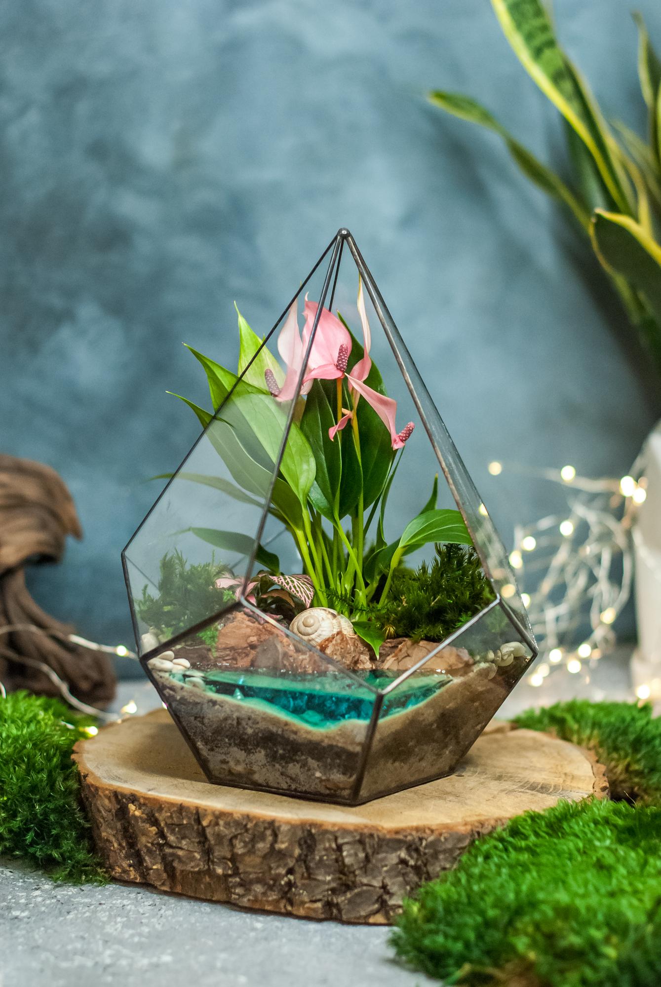 Капля с антуриумом и озером L, XL