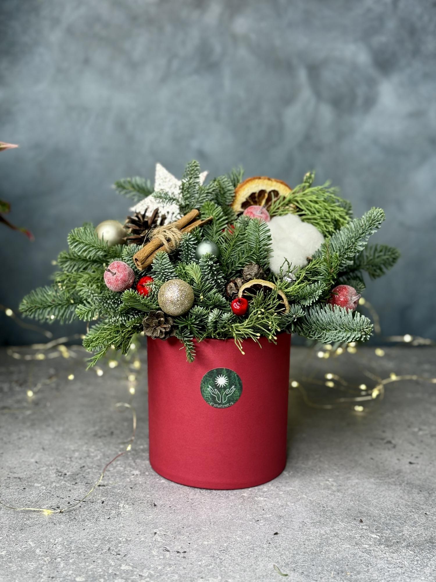 Композиция из ели Нобилис в коробочке