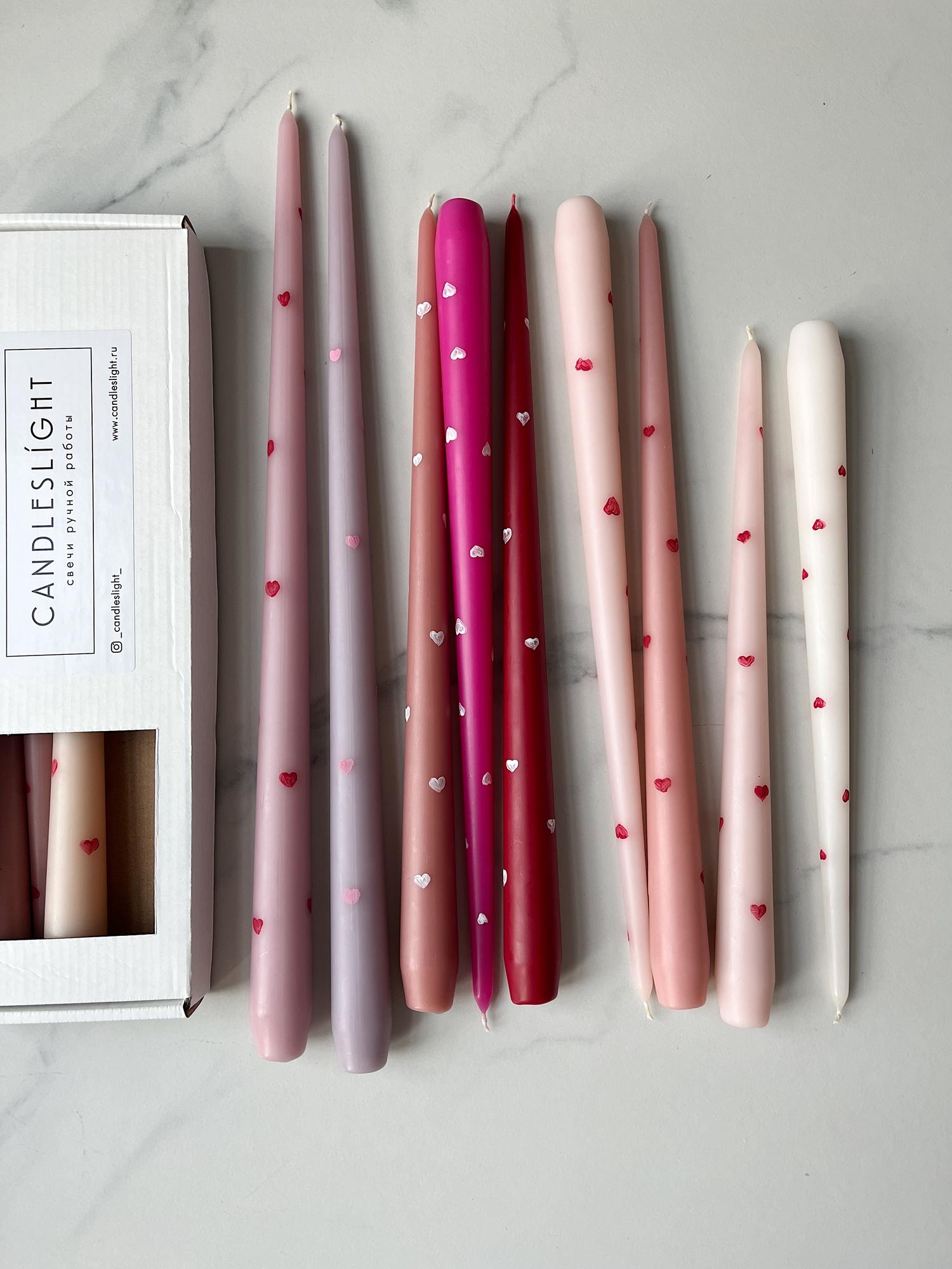 Набор свечей "Сердечки" (5шт)