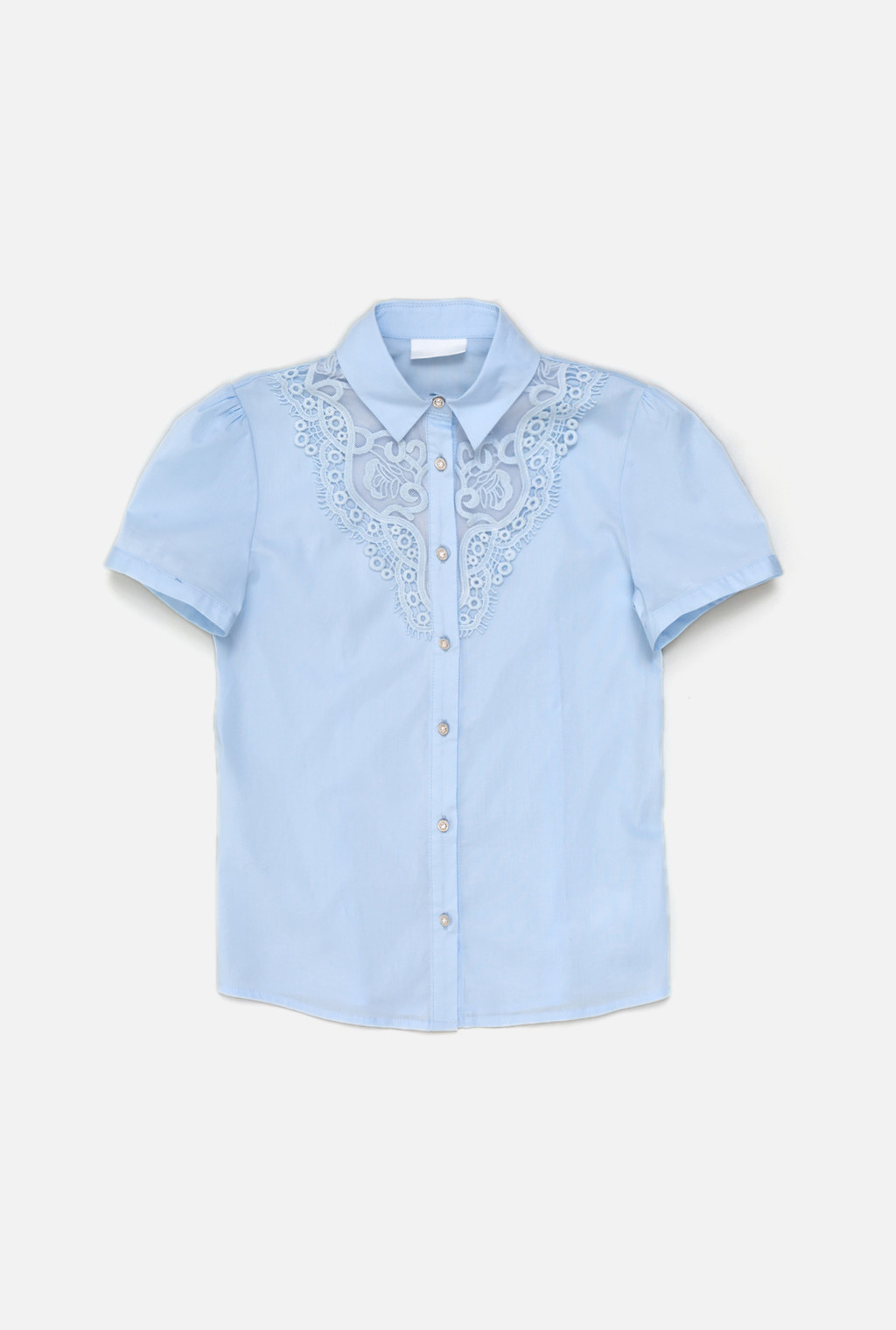 Голубая школьная сорочка с коротким рукавом для девочки