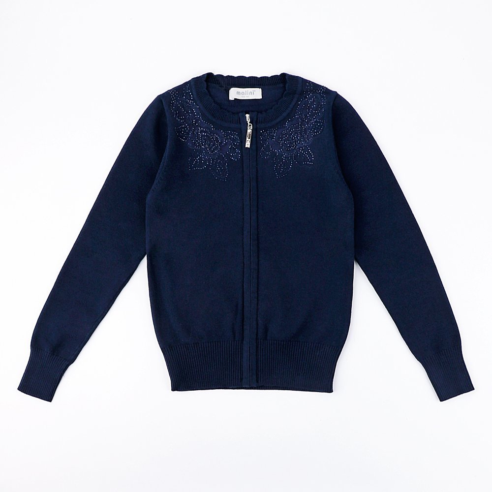 Кардиган школьный для девочки со стразами