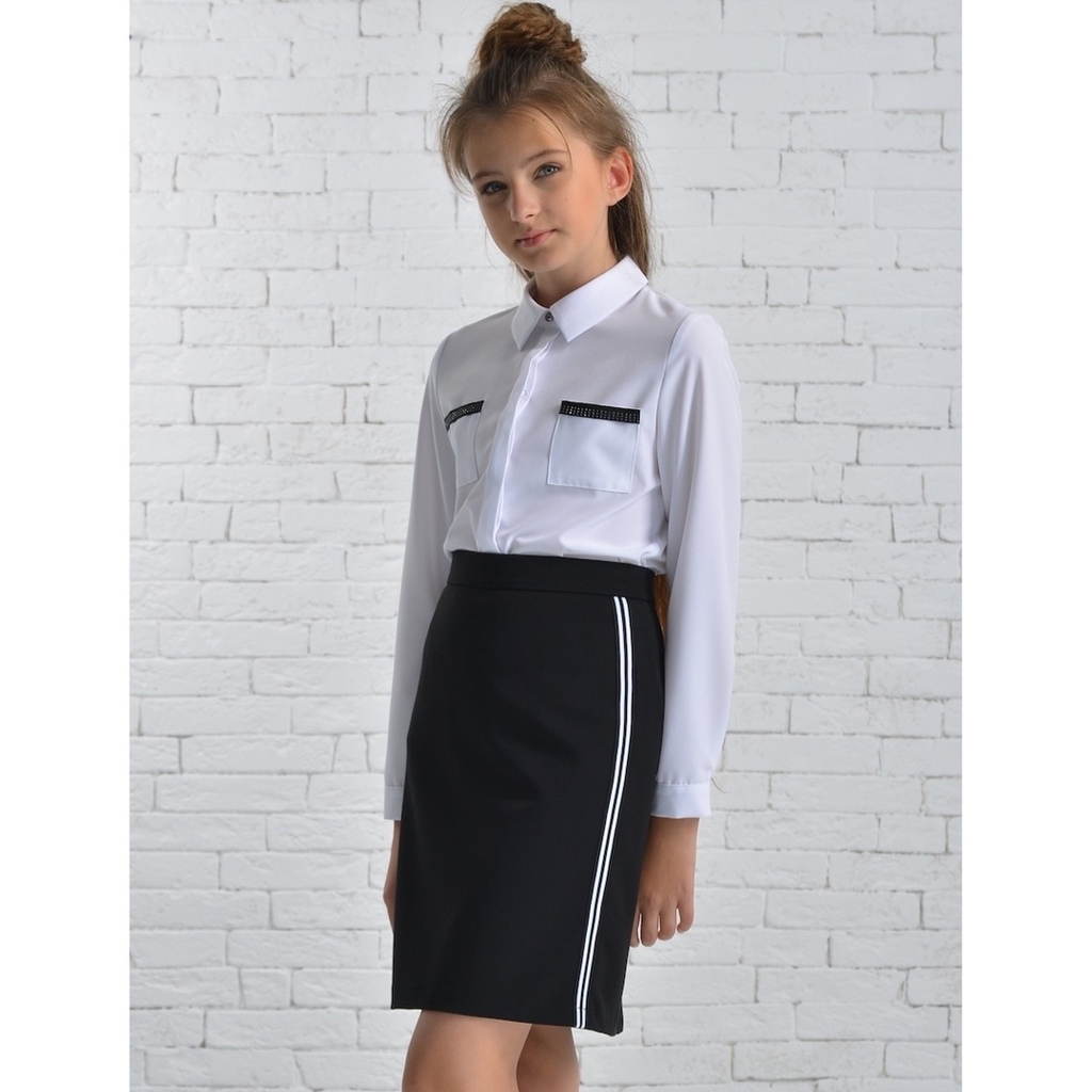 Школьная юбка черная с белой отделкой