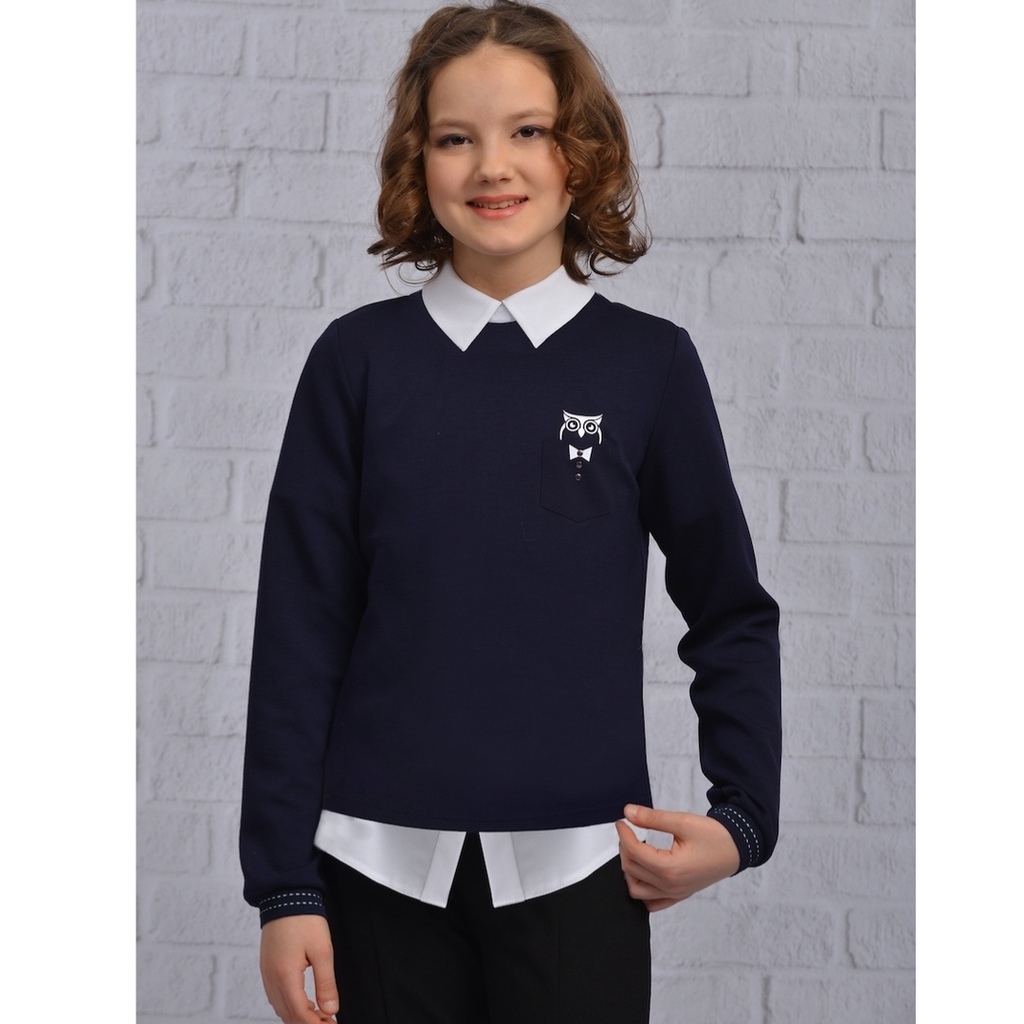 Темно-синий школьный джемпер "Сова"