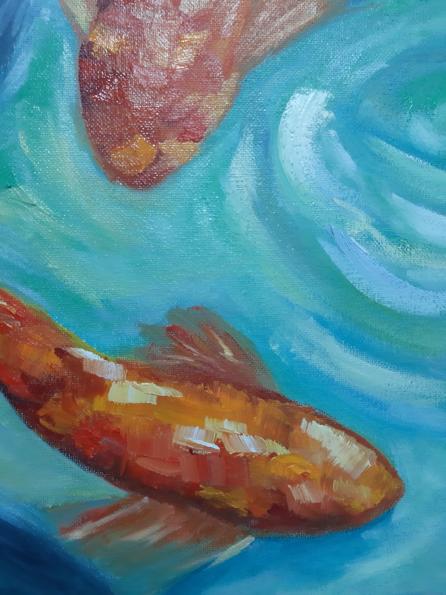 Картина Карпы в пруду. Вариант 3