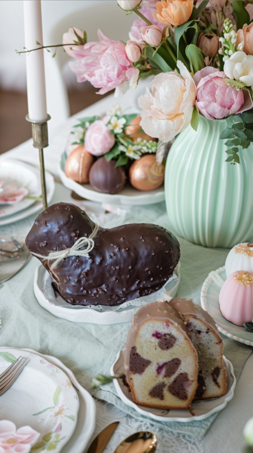 Пасхальный мраморный кекс в шоколаде - ягненок
