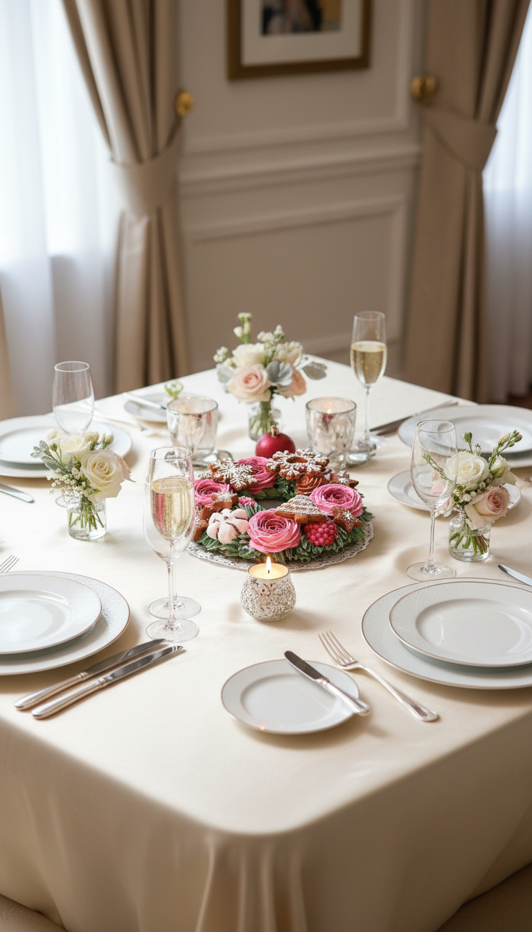 Зефирный новогодний венок с пряниками