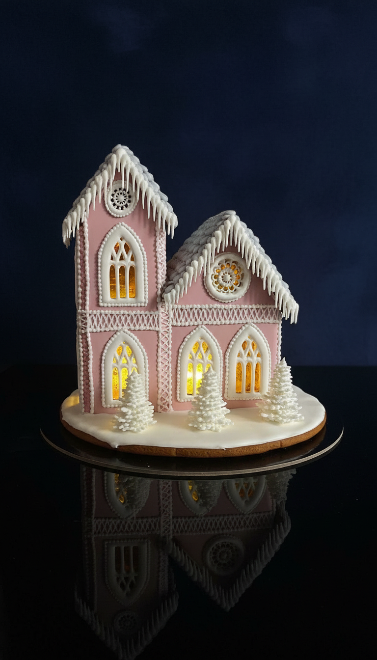 Новогодний пряничный домик "Розовая мечта"