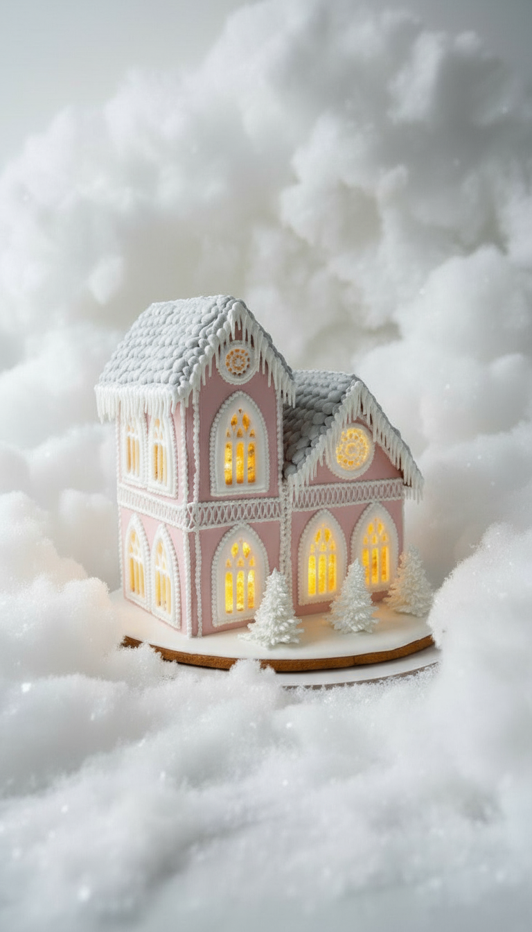 Новогодний пряничный домик "Розовая мечта"