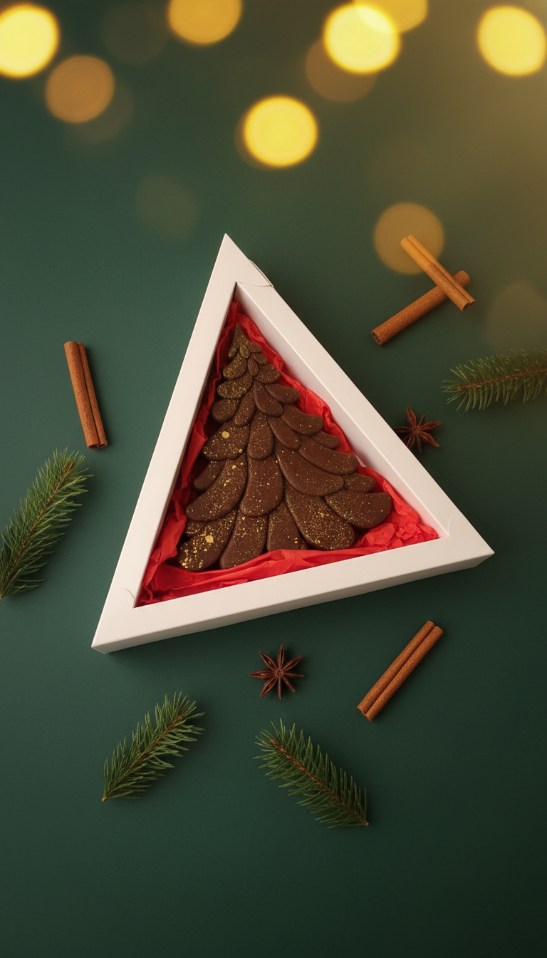 Шоколадная елочка с начинкой из карамели и песочной крошкой