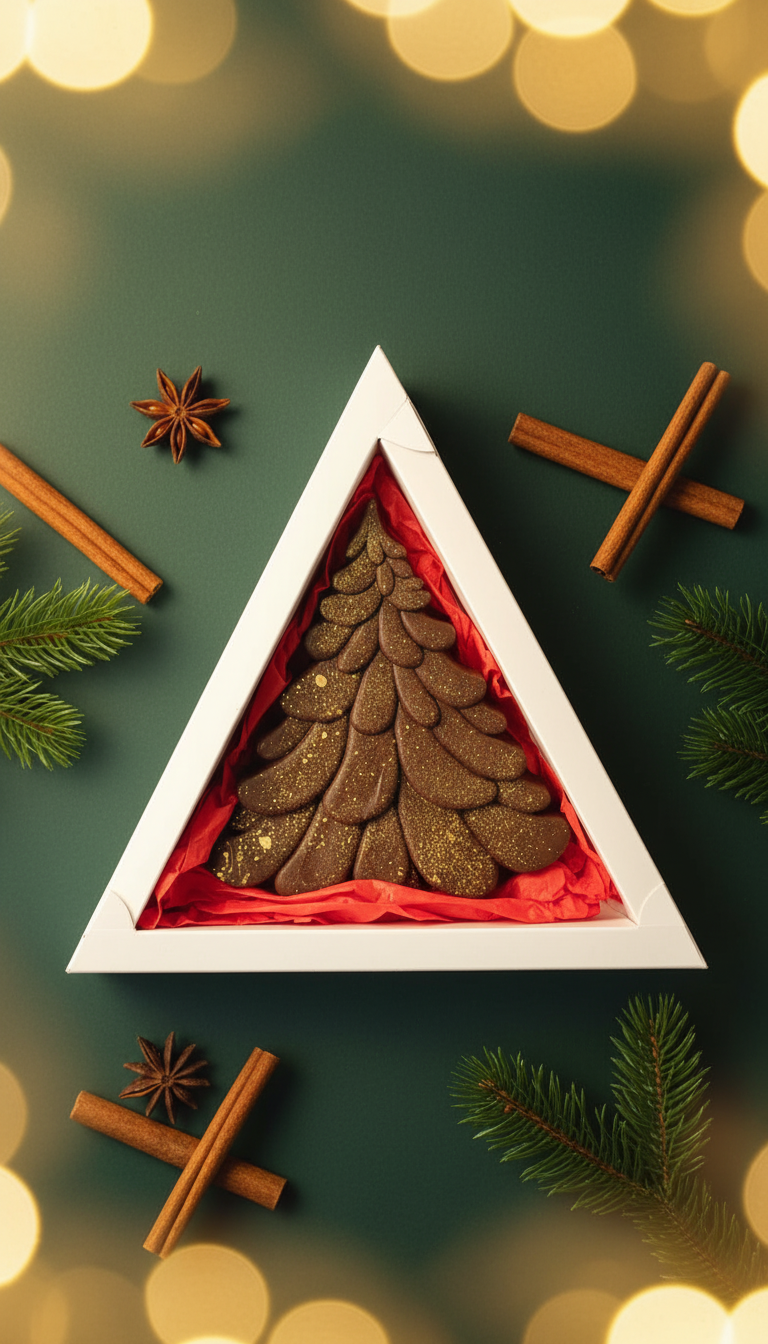 Шоколадная елочка с начинкой из карамели и песочной крошкой