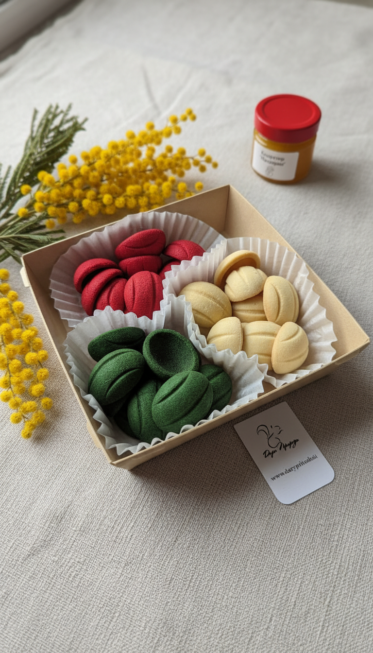 Подарочный набор - конструктор десерта на 8 Марта: песочные скорлупки и конфитюр / мягкая карамель