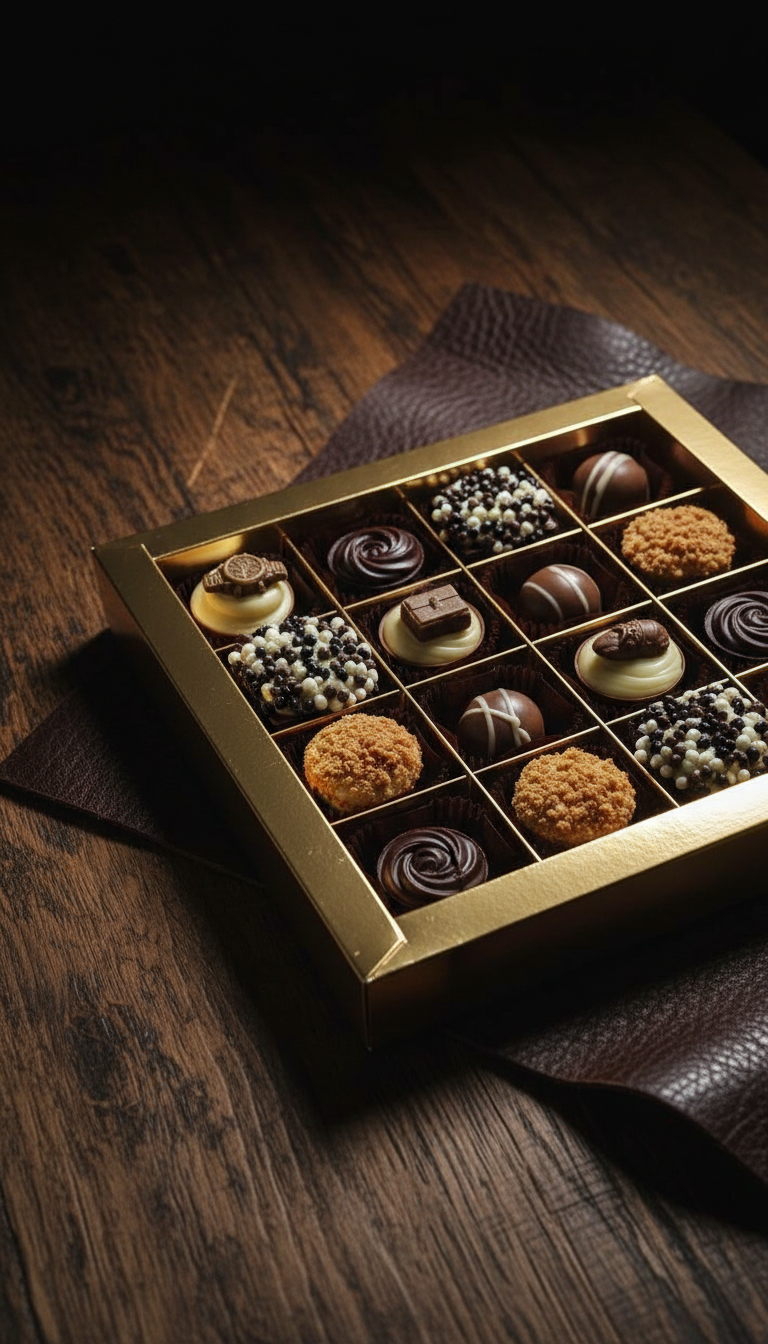 Шоколадные конфеты, шоколадные инструменты, шоколадные пельмени и др. позиции к 23 февраля