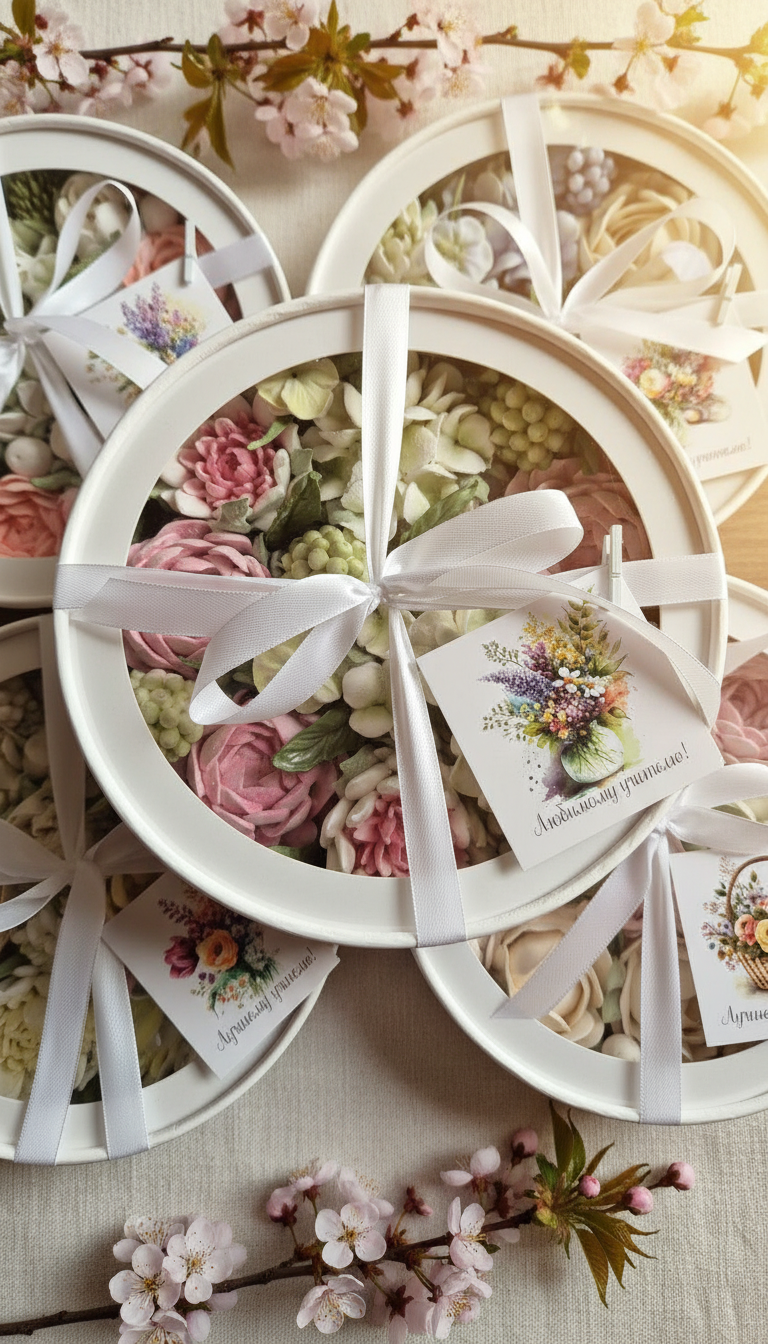 Зефирная композиция в шляпной коробке к 8 марта