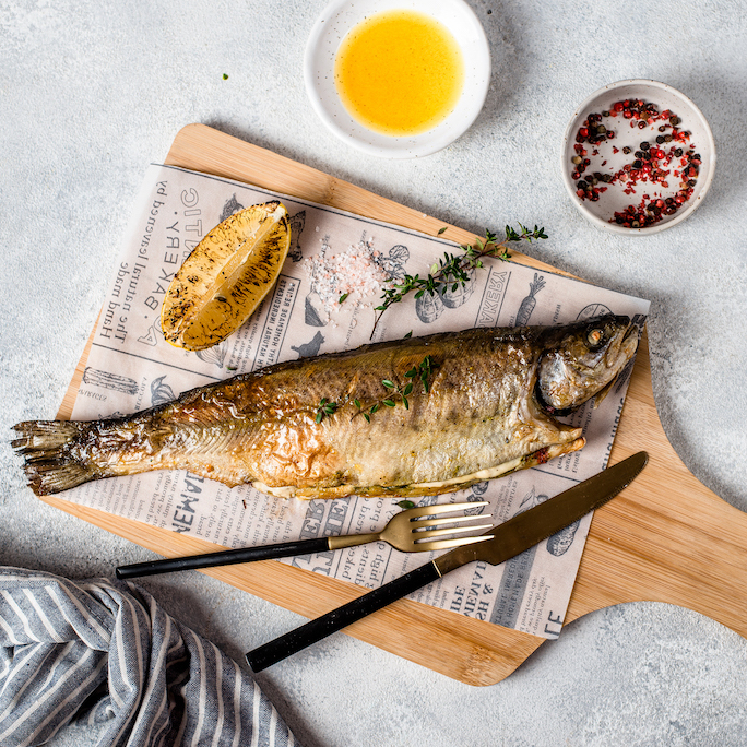 Форель фаршированная овощами и сыром, 300 г.